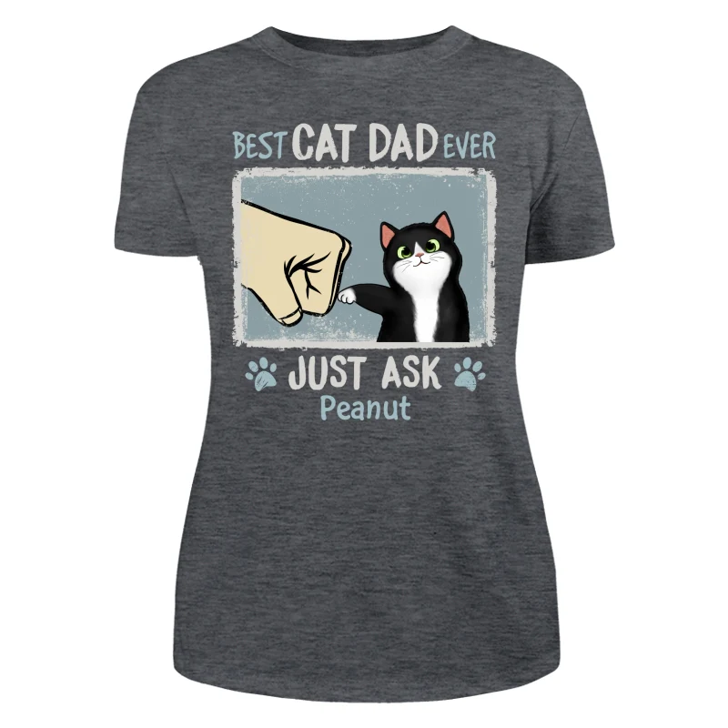 Best Cat Dad Mom Ever Drizzle Color Frame Fluffy Cat Personalized Shirt - Image 11