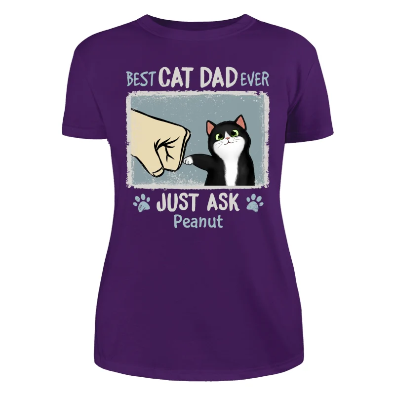 Best Cat Dad Mom Ever Drizzle Color Frame Fluffy Cat Personalized Shirt - Image 12