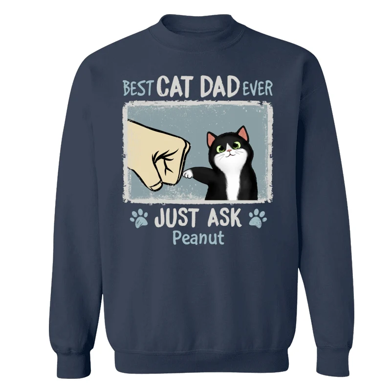 Best Cat Dad Mom Ever Drizzle Color Frame Fluffy Cat Personalized Shirt - Image 17