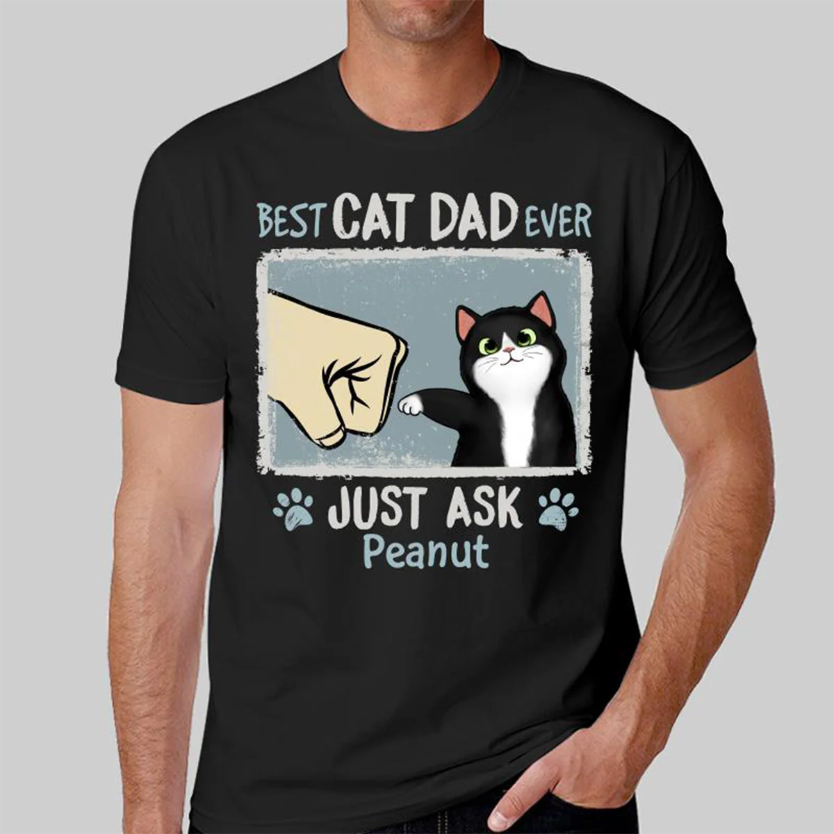 Best Cat Dad Mom Ever Drizzle Color Frame Fluffy Cat Personalized Shirt - Image 2