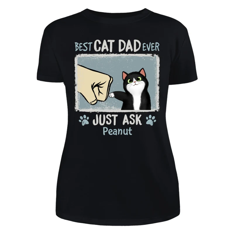 Best Cat Dad Mom Ever Drizzle Color Frame Fluffy Cat Personalized Shirt - Image 9