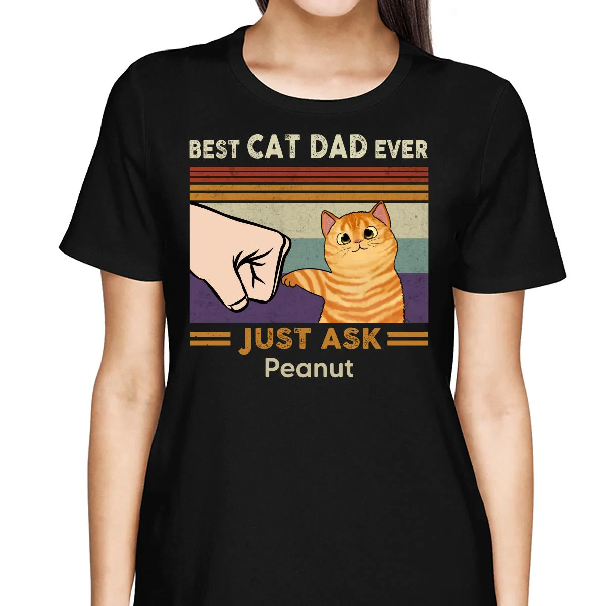 Best Cat Dad Mom Ever Fluffy Cat New Color Palette Personalized Shirt - Image 2
