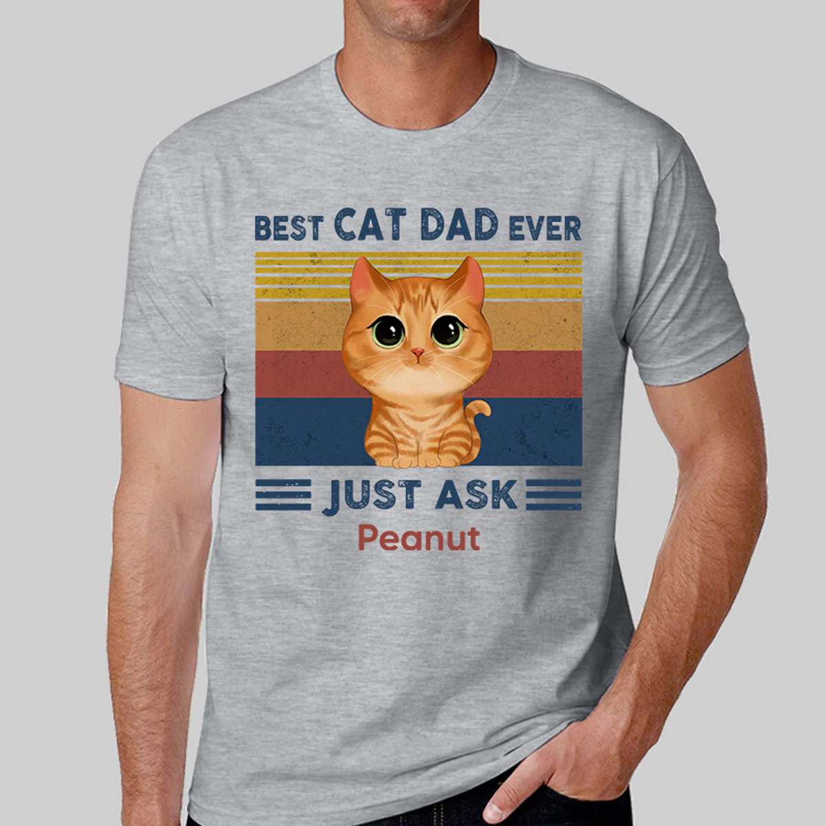 Best Cat Dad Mom Ever Just Ask Watercolor Cute Cats Personalized Shirt - Image 2