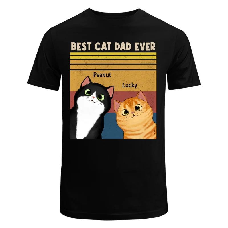 Best Cat Dad Mom Ever Peeking Fluffy Cat Retro Frame Personalized Shirt - Image 5
