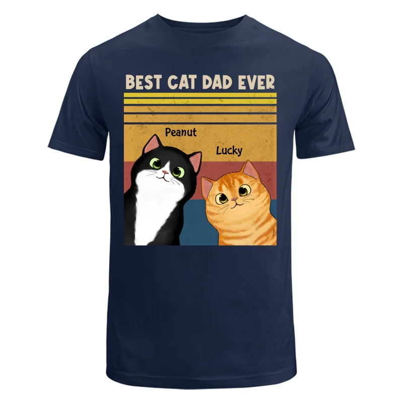 Best Cat Dad Mom Ever Peeking Fluffy Cat Retro Frame Personalized Shirt - Image 6
