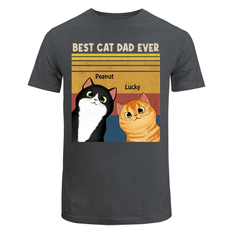 Best Cat Dad Mom Ever Peeking Fluffy Cat Retro Frame Personalized Shirt - Image 7