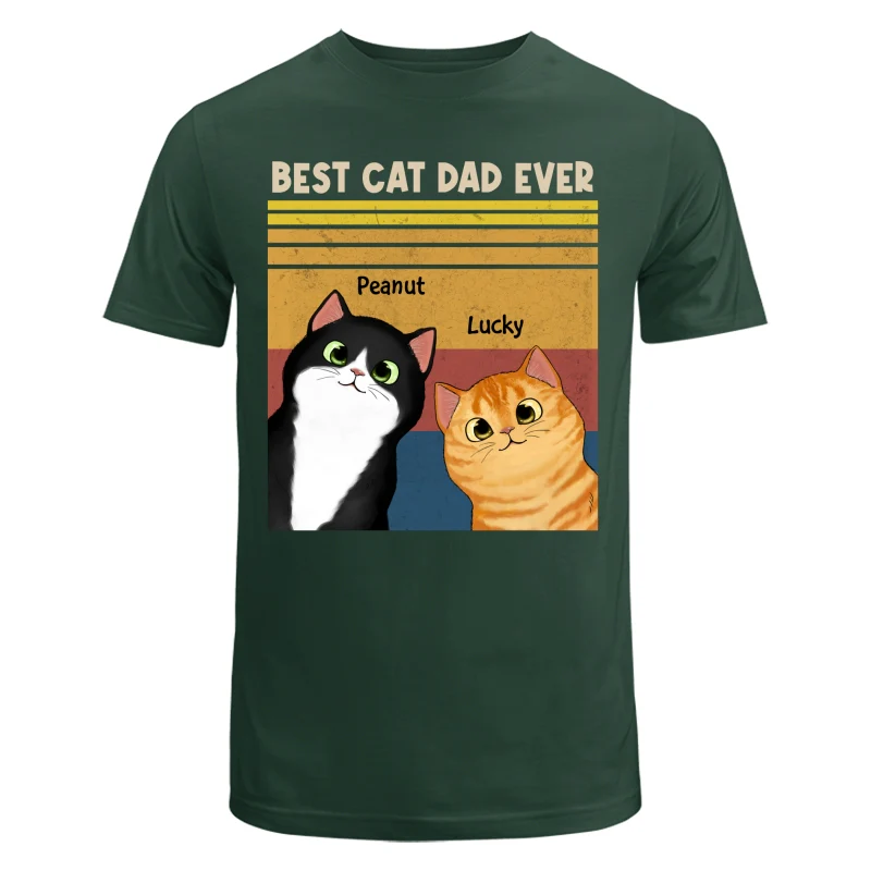 Best Cat Dad Mom Ever Peeking Fluffy Cat Retro Frame Personalized Shirt - Image 8