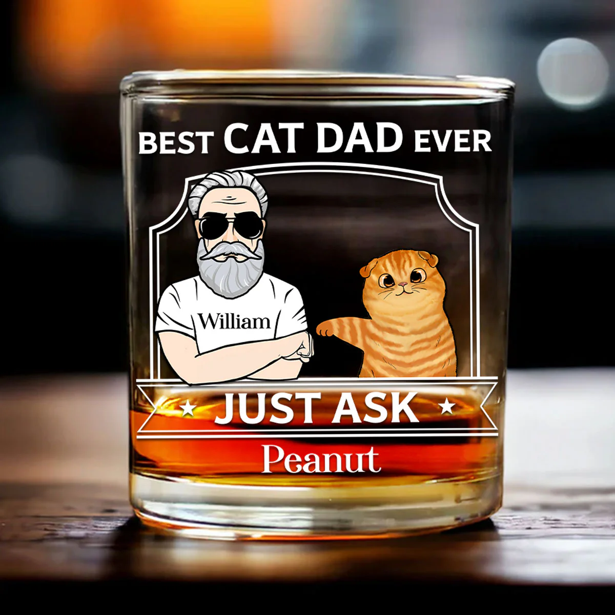 Best Cat Dad With Fluffy Cat Fist Bump Personalized Wine Glass, Father's Day Gift for Cat Dads - Image 2