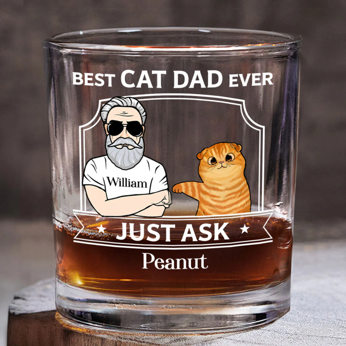 Best Cat Dad With Fluffy Cat Fist Bump Personalized Wine Glass, Father's Day Gift for Cat Dads - Image 4