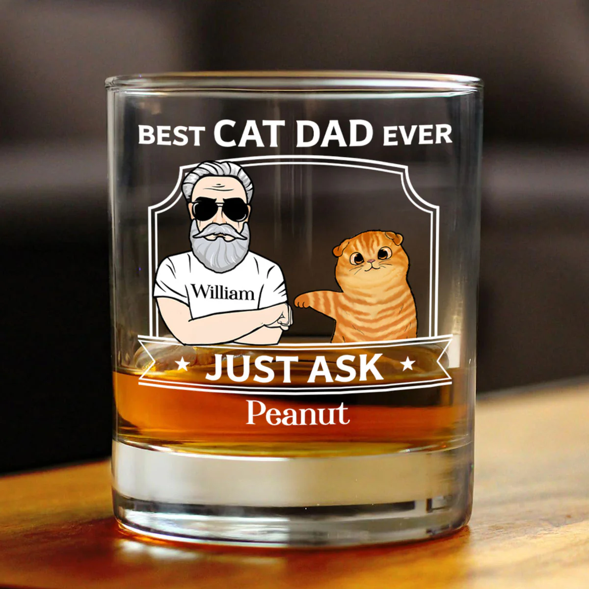 Best Cat Dad With Fluffy Cat Fist Bump Personalized Wine Glass, Father's Day Gift for Cat Dads - Image 5