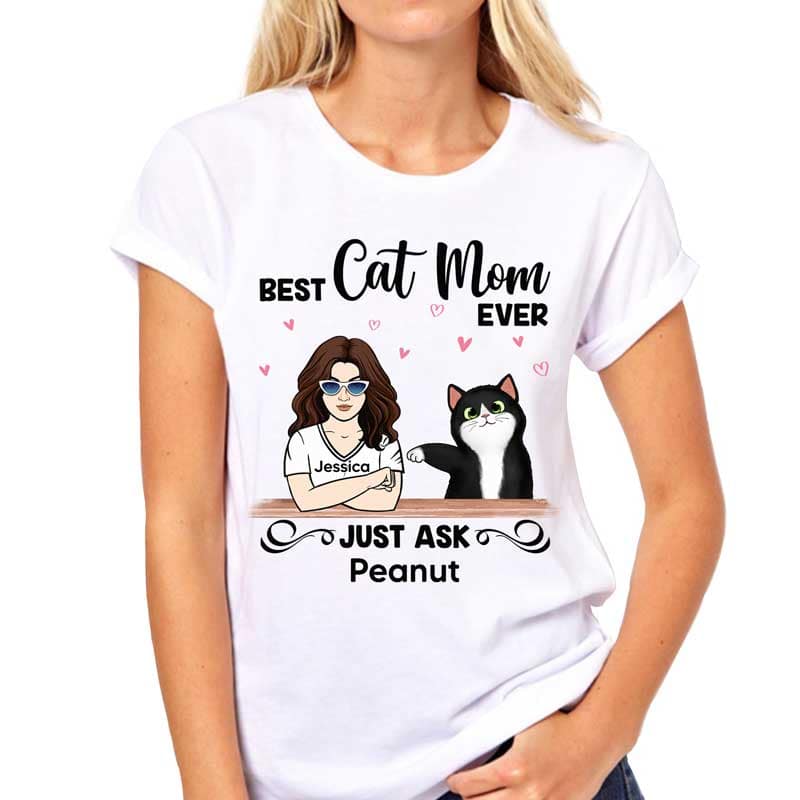 Best Cat Mom Woman And Fluffy Cat Personalized Shirt - Image 3