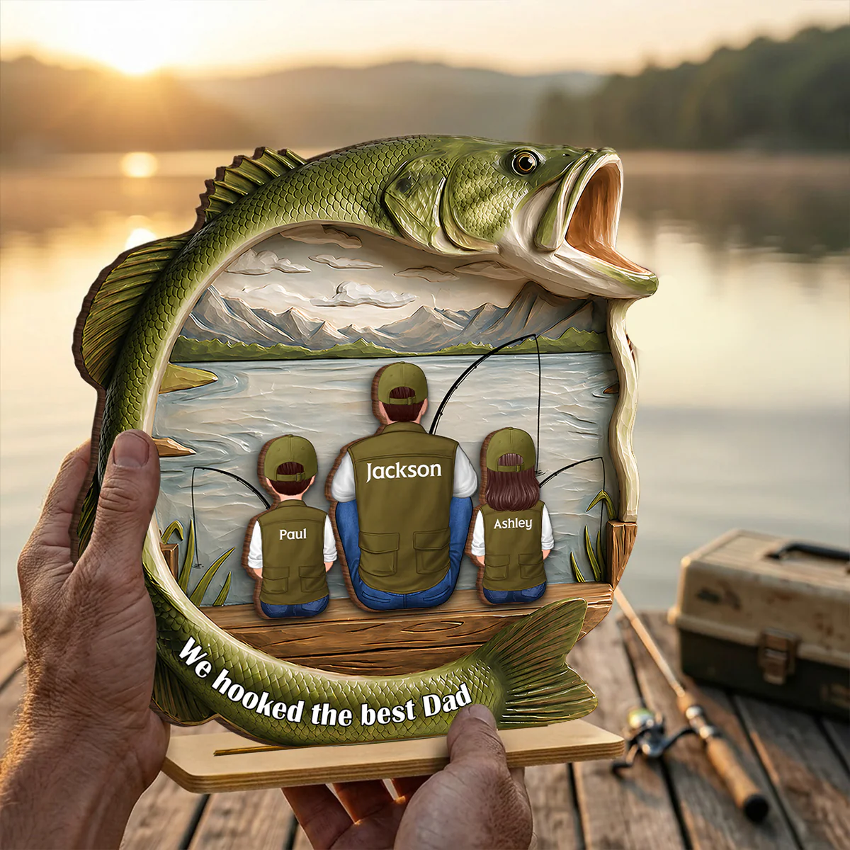 Best Catch Ever Dad Fishing - Personalized 2-Layered Wooden Plaque - Heartfelt Gift For Fishing Dad, Gift For Husband - Image 3