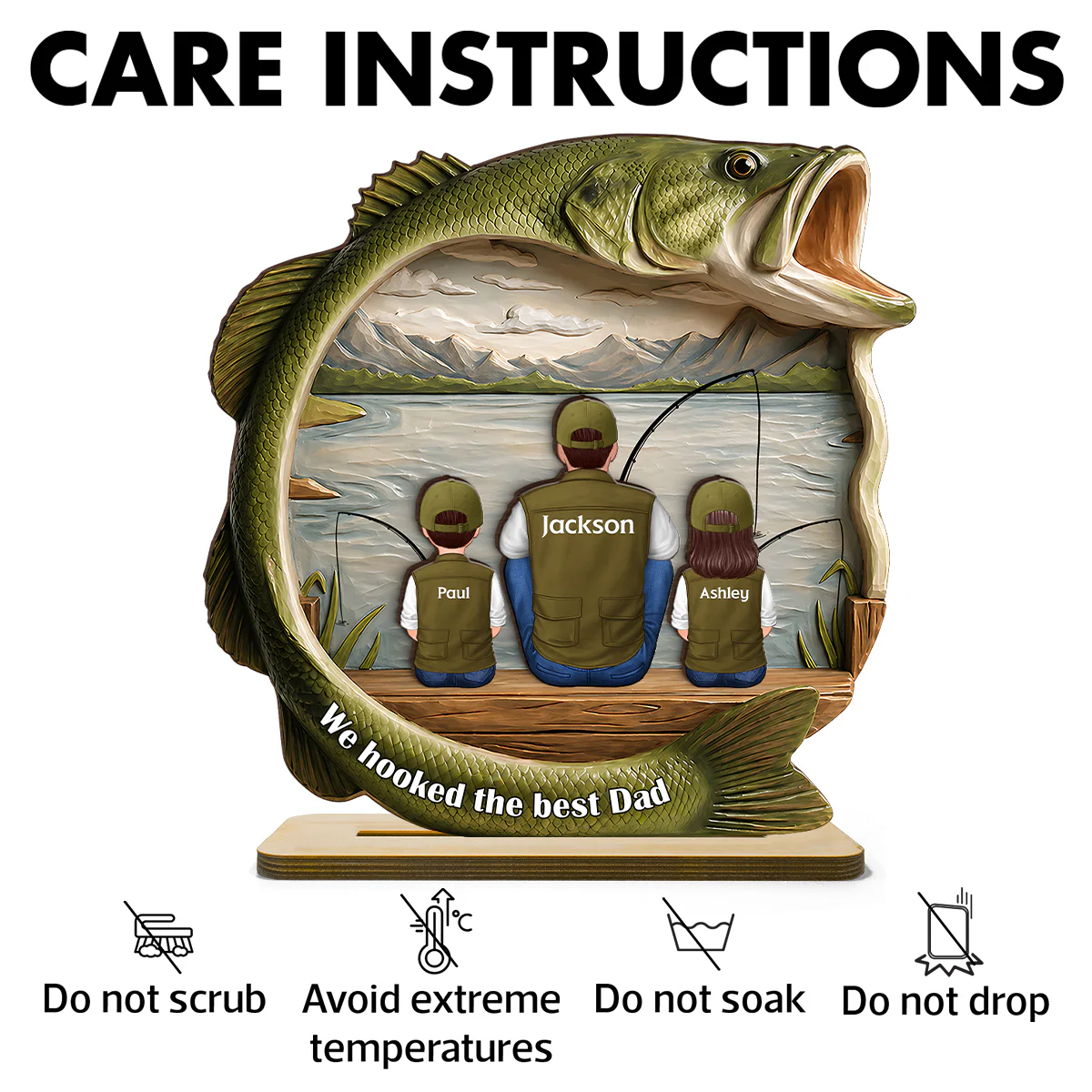 Best Catch Ever Dad Fishing - Personalized 2-Layered Wooden Plaque - Heartfelt Gift For Fishing Dad, Gift For Husband - Image 9