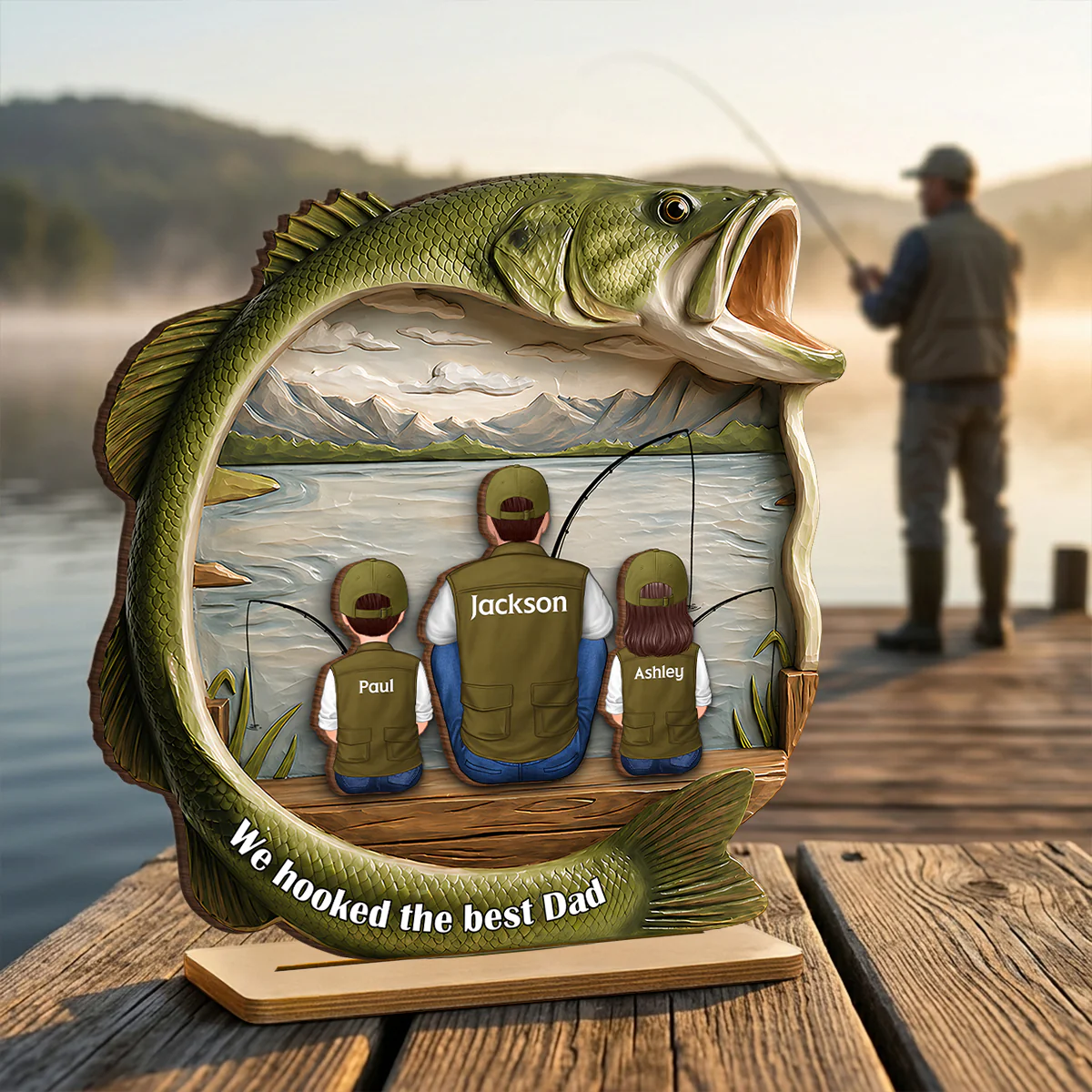Best Catch Ever Dad Fishing - Personalized 2-Layered Wooden Plaque - Heartfelt Gift For Fishing Dad, Gift For Husband - Image 4