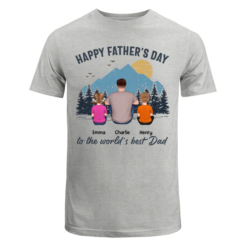 Best Dad Back View Retro Mountain Personalized Shirt - Image 6