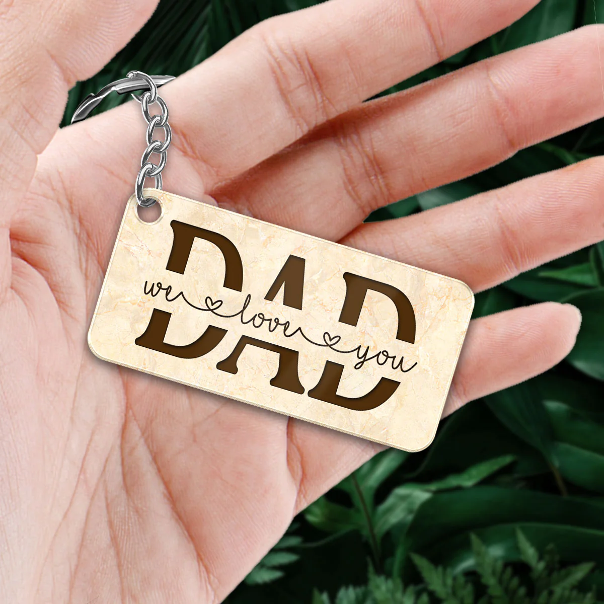 Best Dad Ever Back View Dad And Daughters Sons Personalized Acrylic Keychain - Image 2