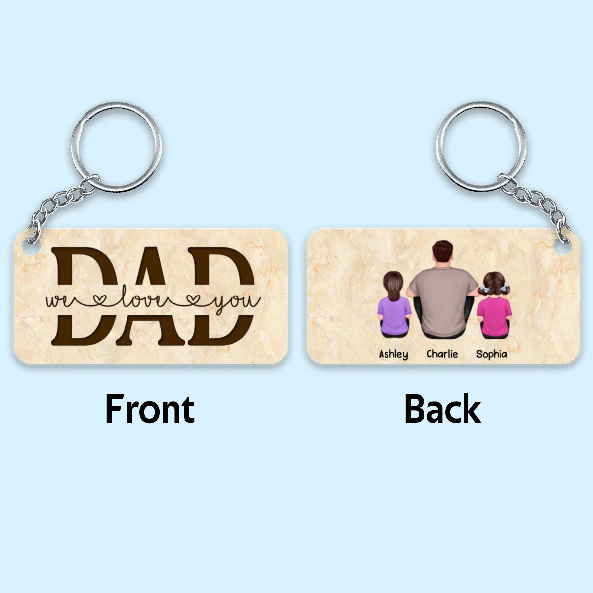 Best Dad Ever Back View Man Kids Dog Cat Personalized Acrylic Keychain - Image 5