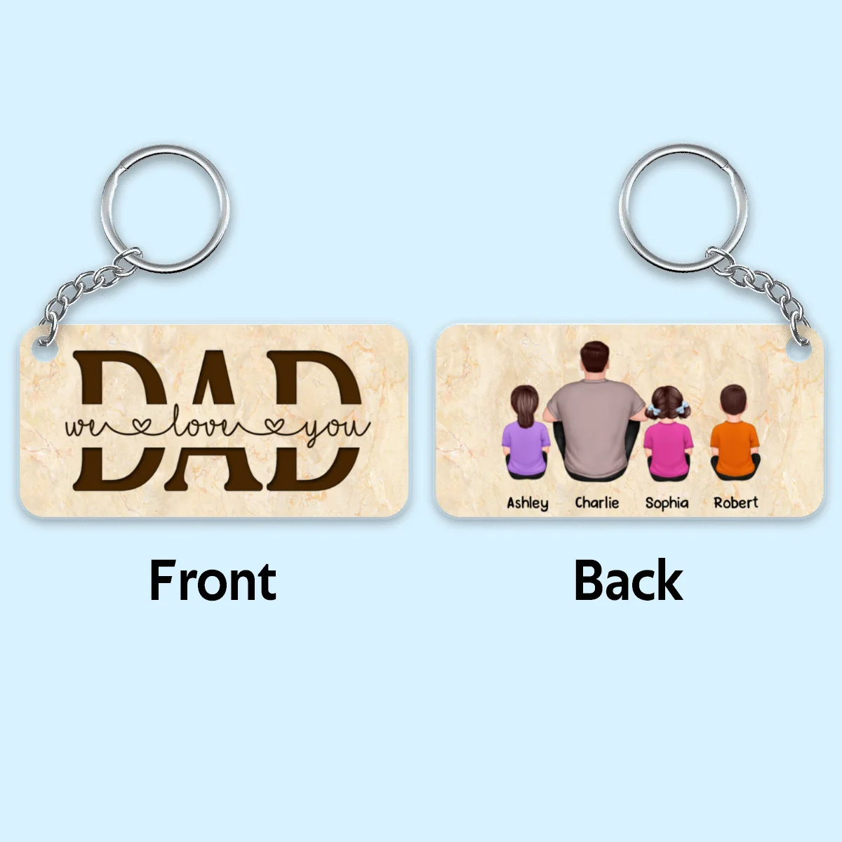 Best Dad Ever Back View Man Kids Dog Cat Personalized Acrylic Keychain - Image 6