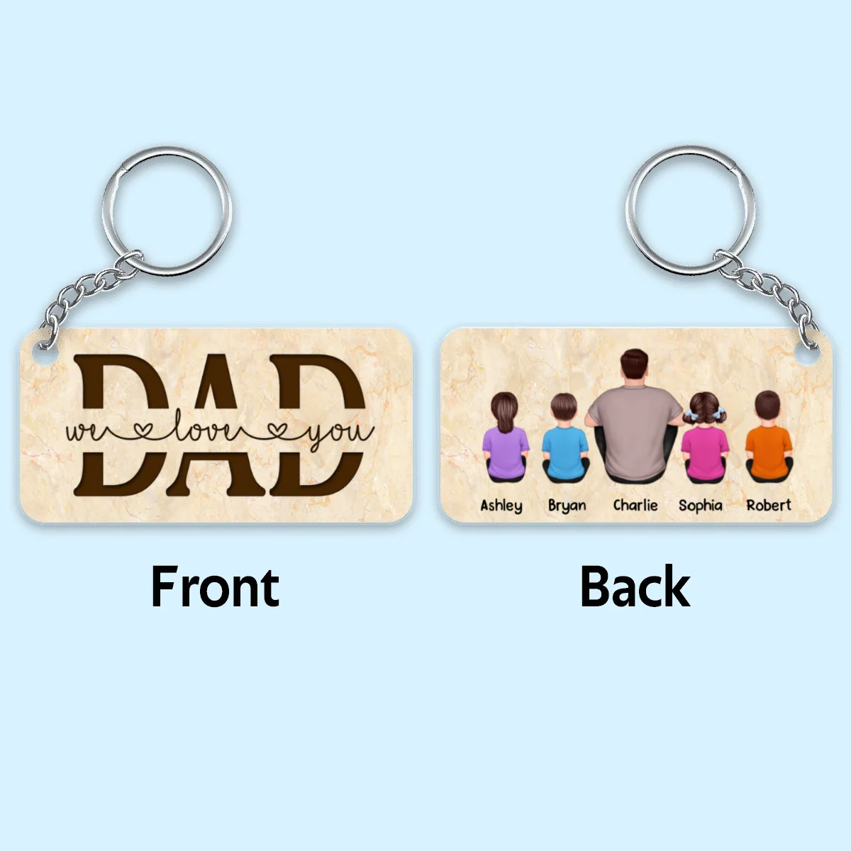 Best Dad Ever Back View Man Kids Dog Cat Personalized Acrylic Keychain - Image 7
