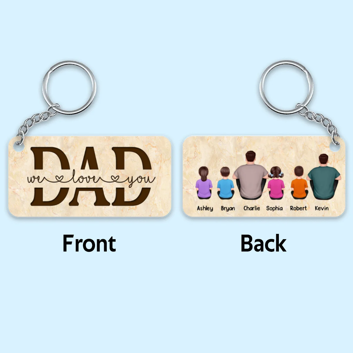 Best Dad Ever Back View Man Kids Dog Cat Personalized Acrylic Keychain - Image 8