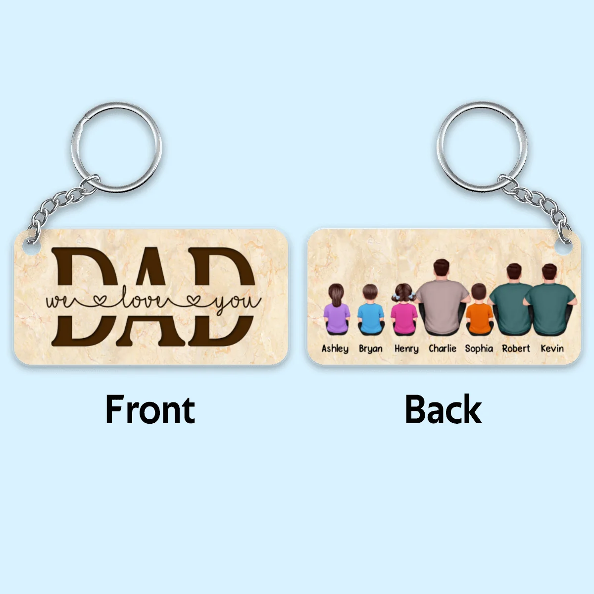 Best Dad Ever Back View Man Kids Dog Cat Personalized Acrylic Keychain - Image 9