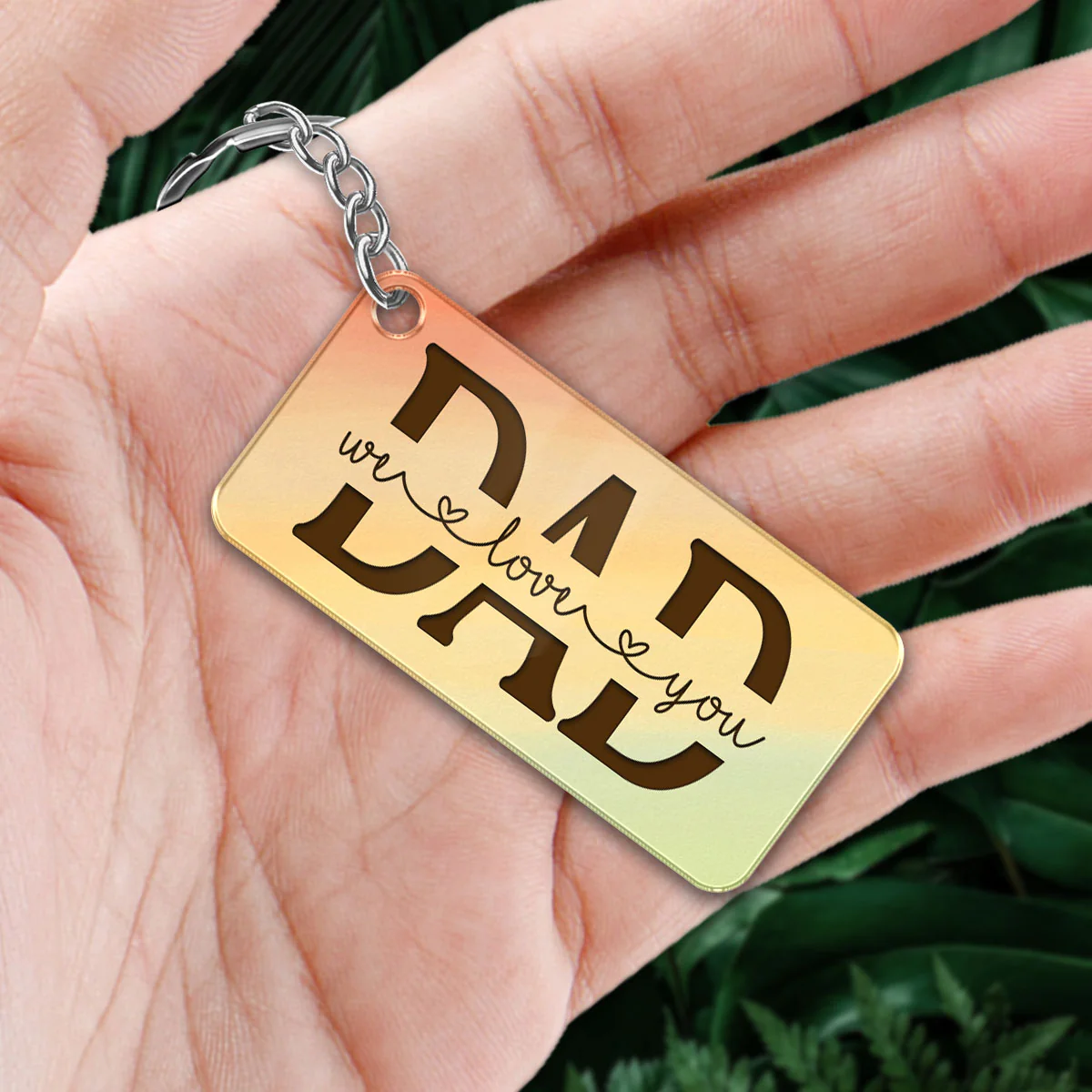 Best Dad Ever Back View Man Kids Dog Cat Personalized Acrylic Keychain - Image 2