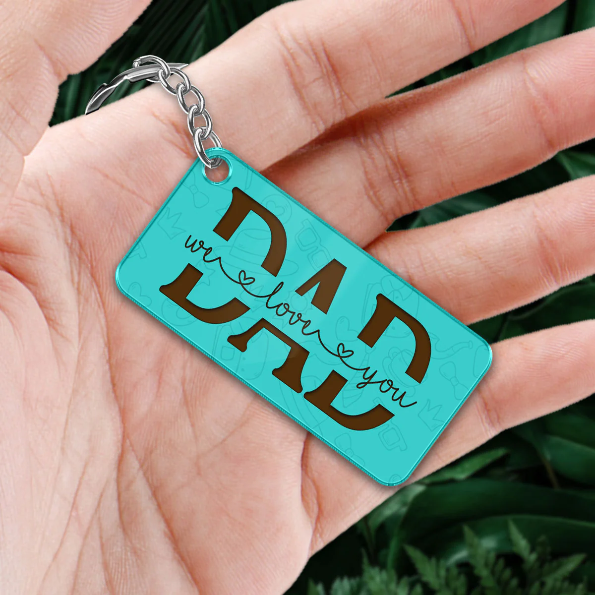 Best Dad Ever Back View Man Kids Dog Cat Personalized Acrylic Keychain - Image 2