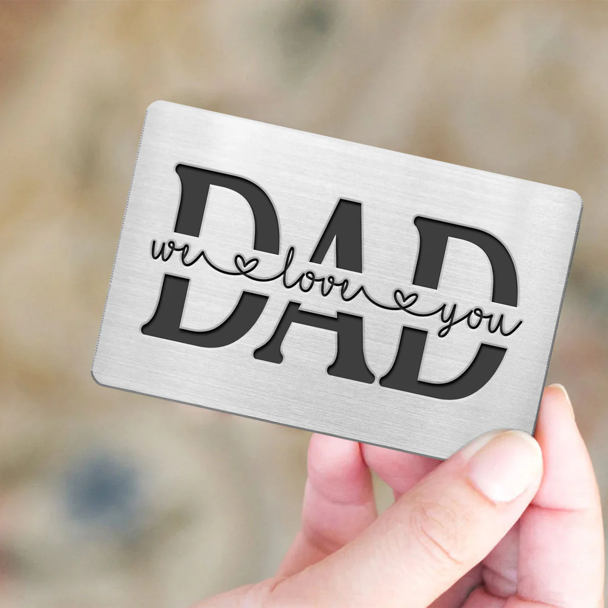 Best Dad Ever Back View Man Kids Dogs Cats Personalized Metal Wallet Card - Image 5