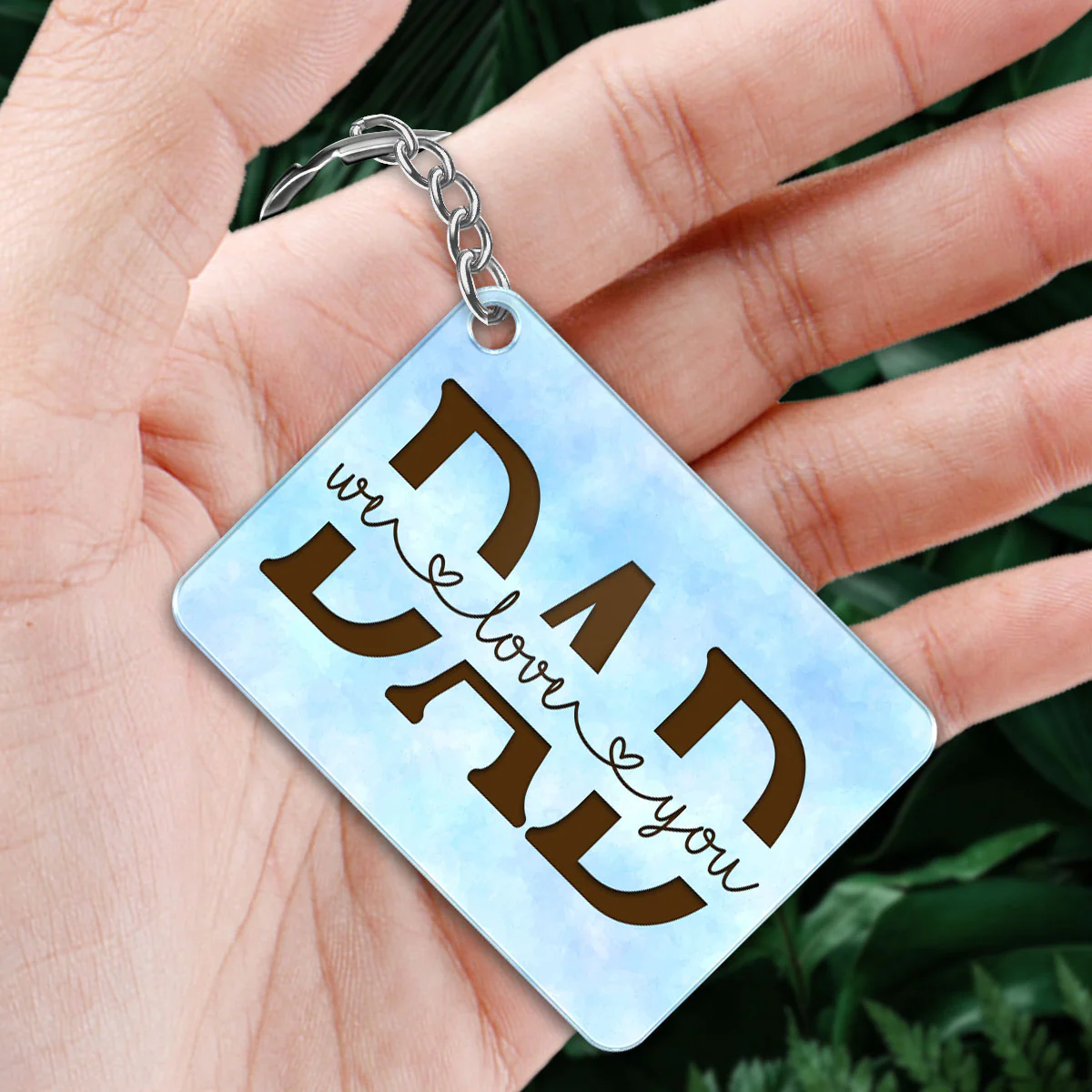 Best Dad Ever Back View Walking Dad & Kids Personalized Acrylic Keychain - Image 3