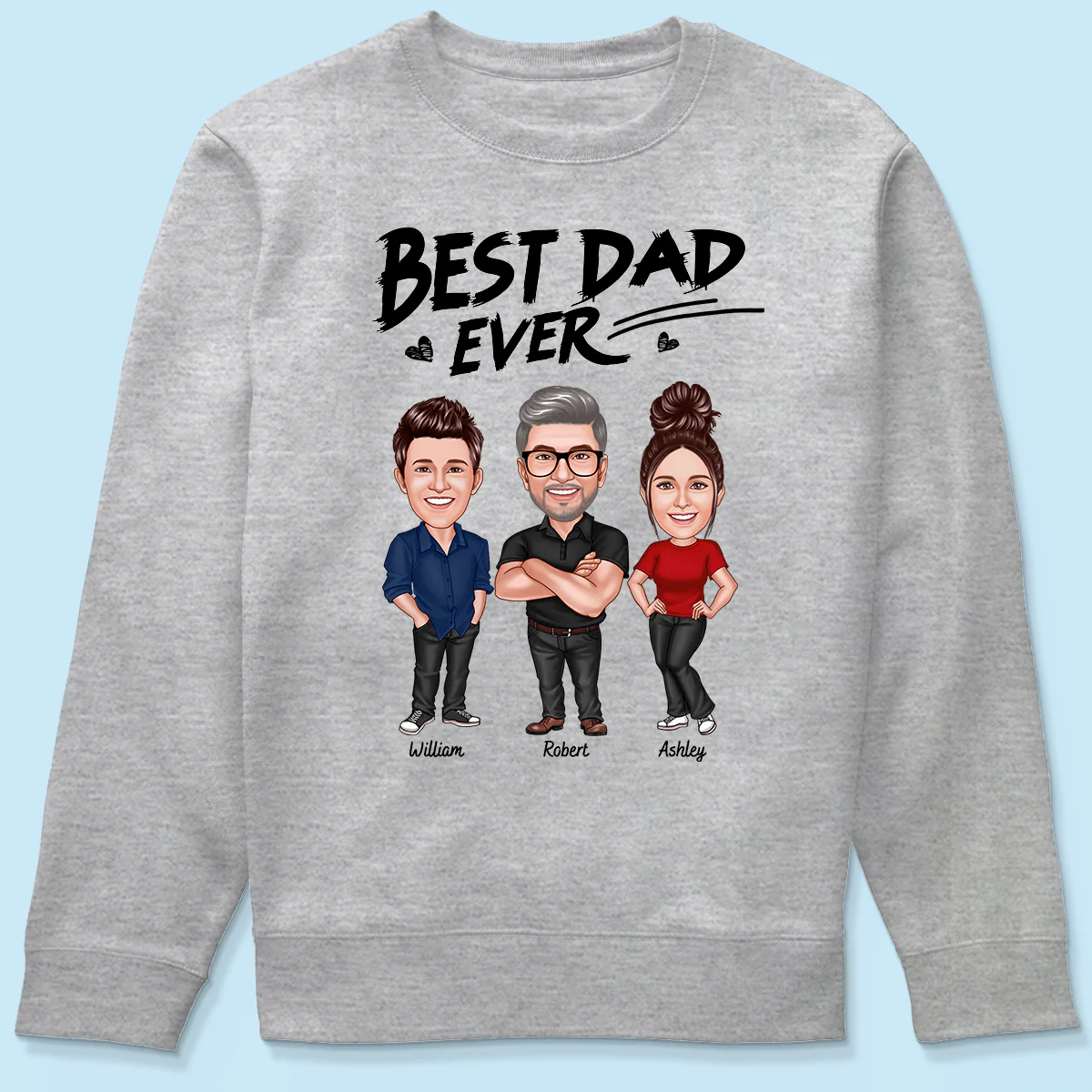 Best Dad Ever Caricature Man And Kids Personalized Shirt, Father's Day gift for Dad, for Grandpa, for Husband - Image 5