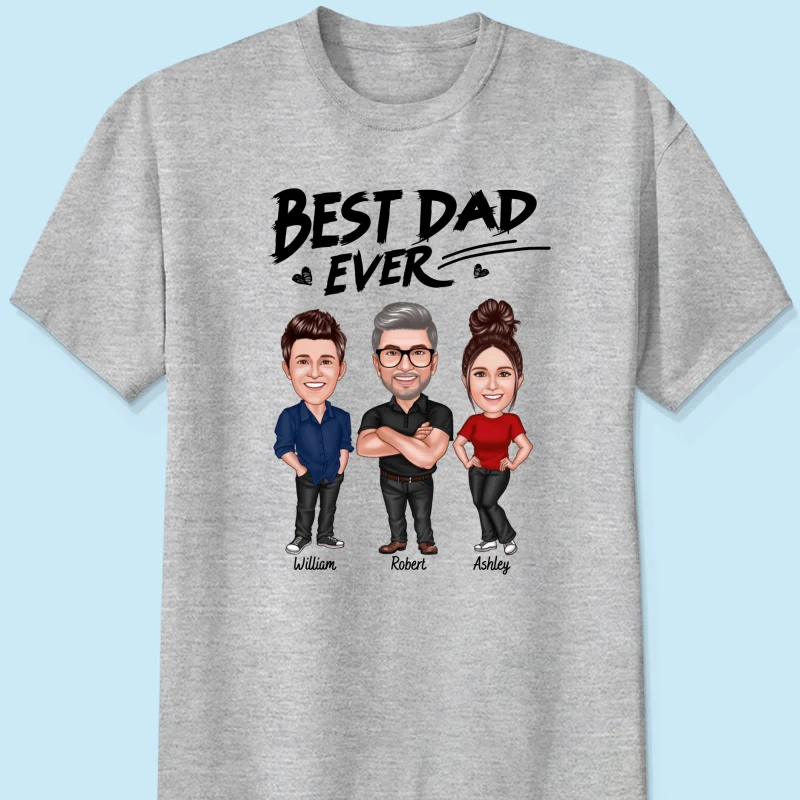 Best Dad Ever Caricature Man And Kids Personalized Shirt, Father's Day gift for Dad, for Grandpa, for Husband - Image 7