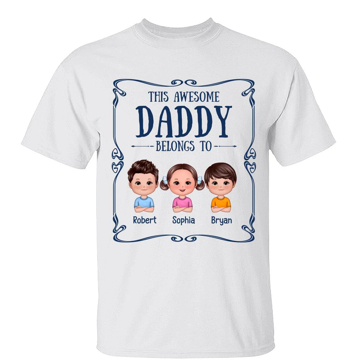 Best Dad Ever Certificate Man & Doll Kids Personalized Shirt