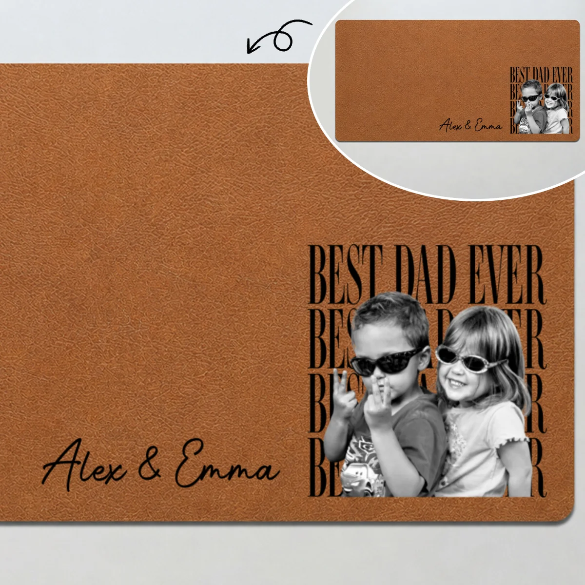 Best Dad Ever Custom Kids Photo - Personalized Desk Mat - Father's Day Gift For Dad, Husband - Image 9