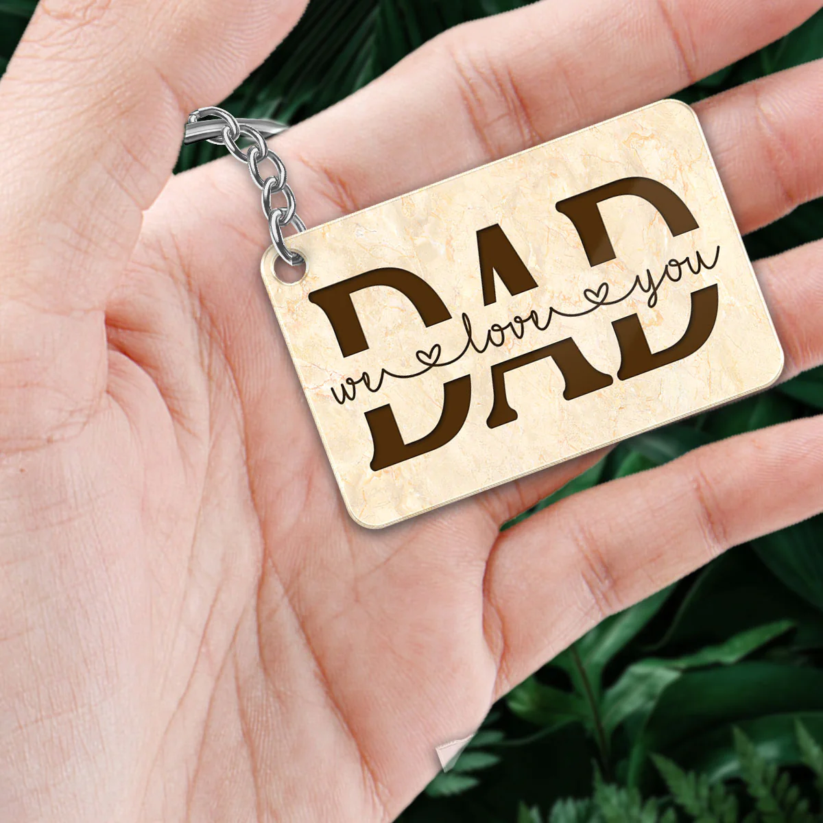 Best Dad Ever Doll Sitting Man & Kids Dog Cat Personalized Acrylic Keychain - Image 3