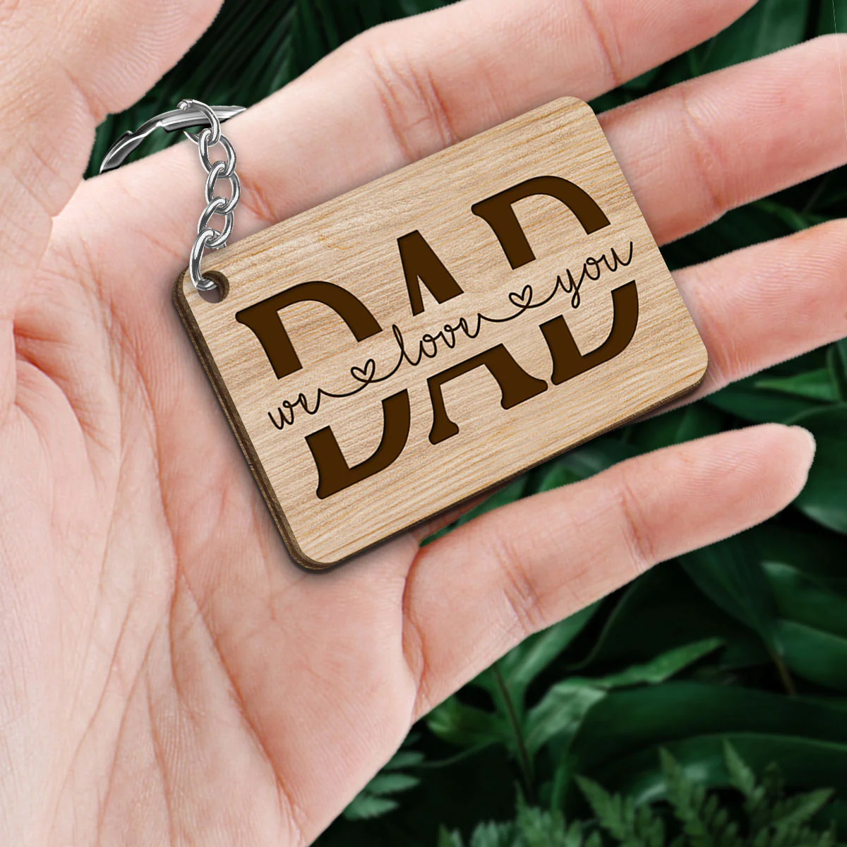 Best Dad Ever Doll Sitting Man & Kids Personalized Wooden Keychain - Image 2