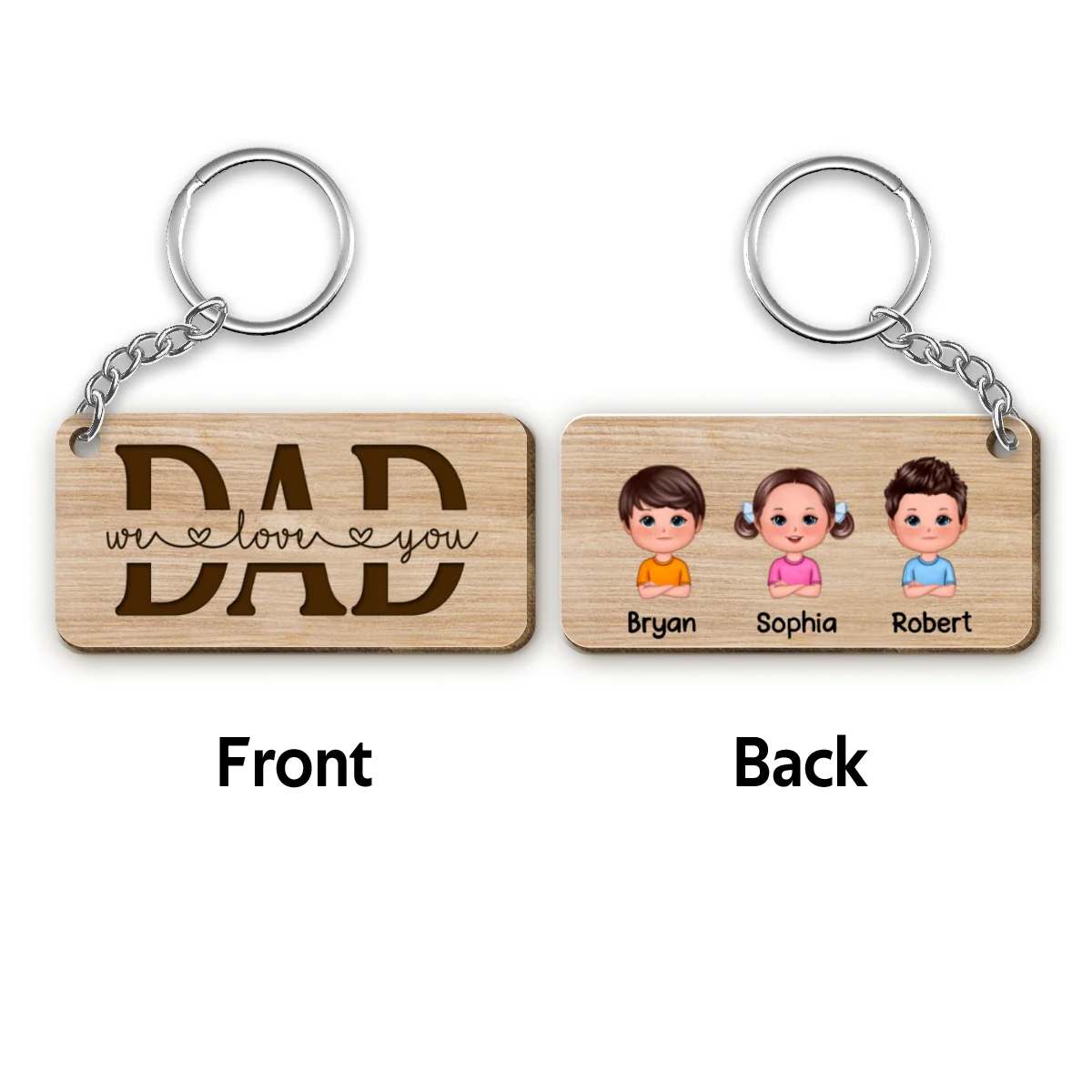 Best Dad Ever Drive Safe Daddy Doll Kids Dog Cat Personalized Wooden Keychain - Image 4