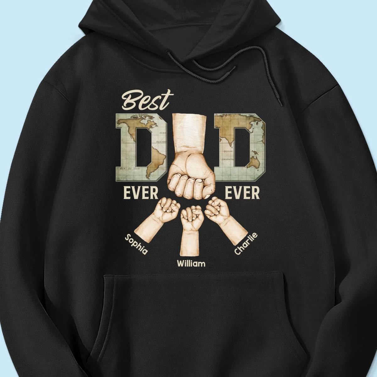Best Dad Ever Ever Fist Bump With Kids Names Personalized Shirt - Image 13