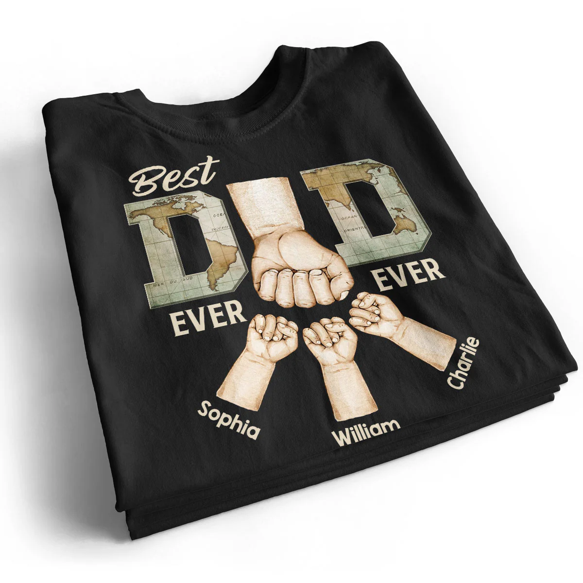 Best Dad Ever Ever Fist Bump With Kids Names Personalized Shirt - Image 2