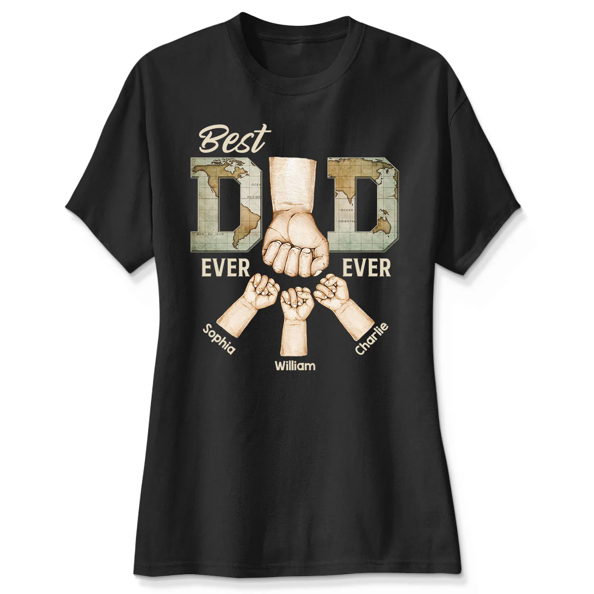 Best Dad Ever Ever Fist Bump With Kids Names Personalized Shirt - Image 4