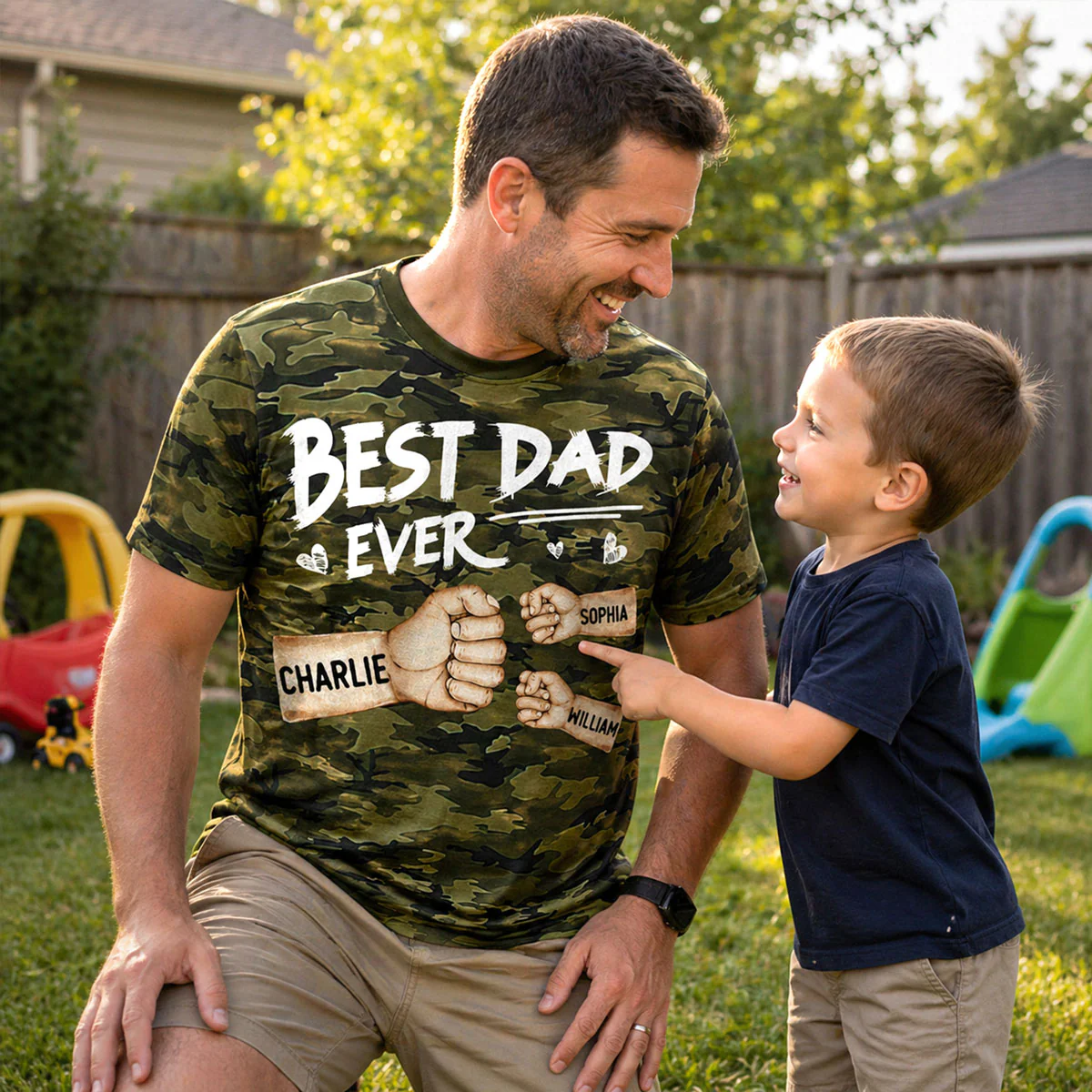 Best Dad Ever Fist Bump Camo Pattern - Personalized Shirt - Father's Day Gift For Husband, Dad, Grandpa - Image 4