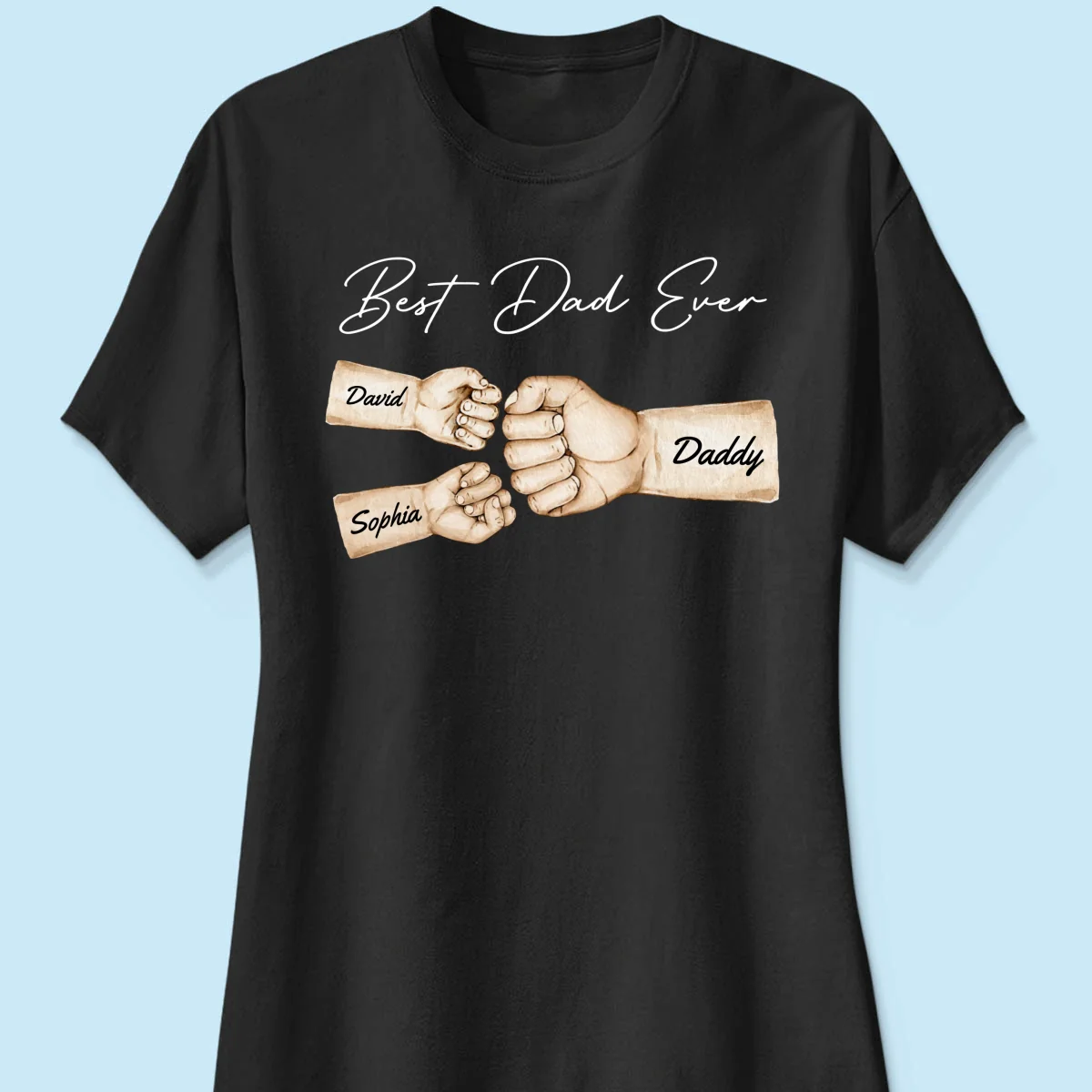Best Dad Ever Fist Bump Dad & Kids Names Personalized Shirt - Image 10