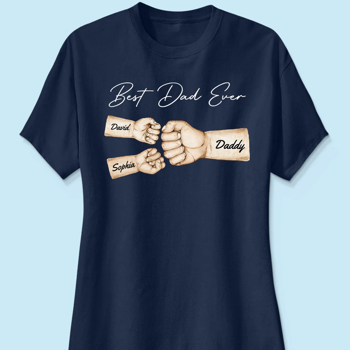 Best Dad Ever Fist Bump Dad & Kids Names Personalized Shirt - Image 11