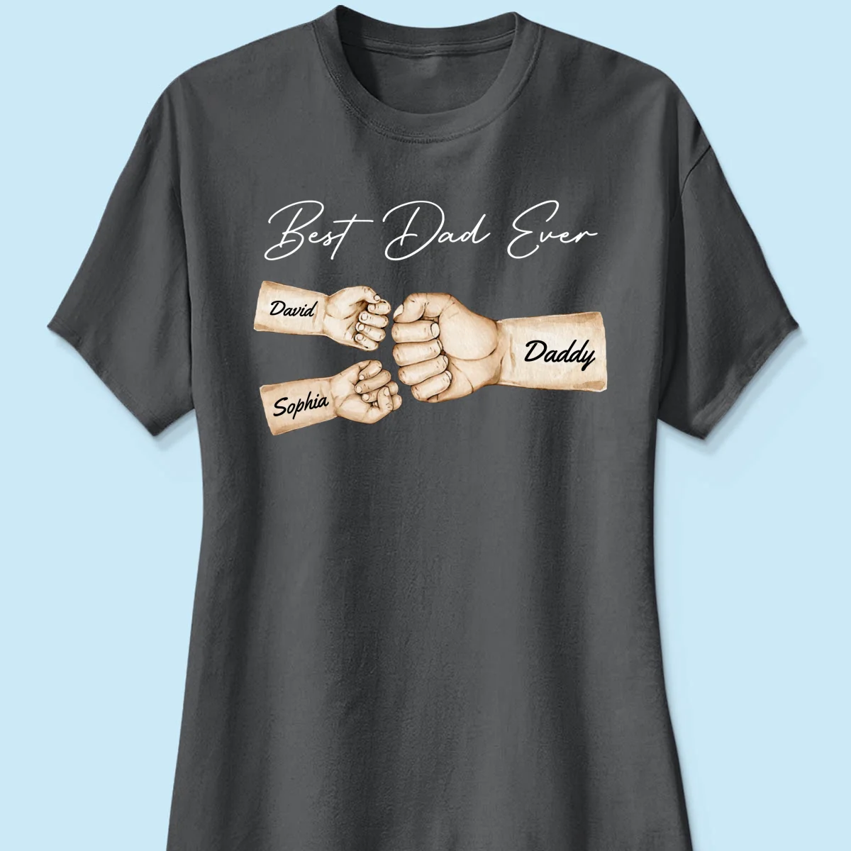 Best Dad Ever Fist Bump Dad & Kids Names Personalized Shirt - Image 12