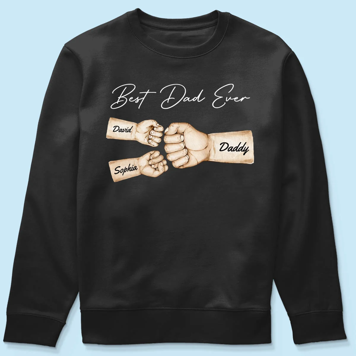 Best Dad Ever Fist Bump Dad & Kids Names Personalized Shirt - Image 13