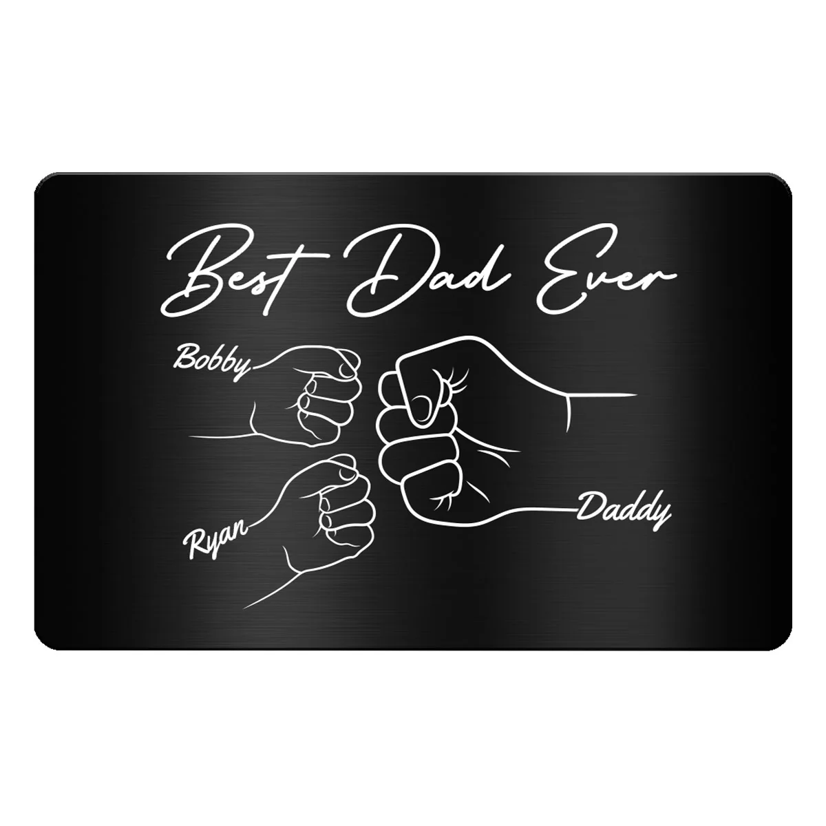 Best Dad Ever Fist Bump Hands Gift For Dad Personalized Metal Wallet Card - Image 2