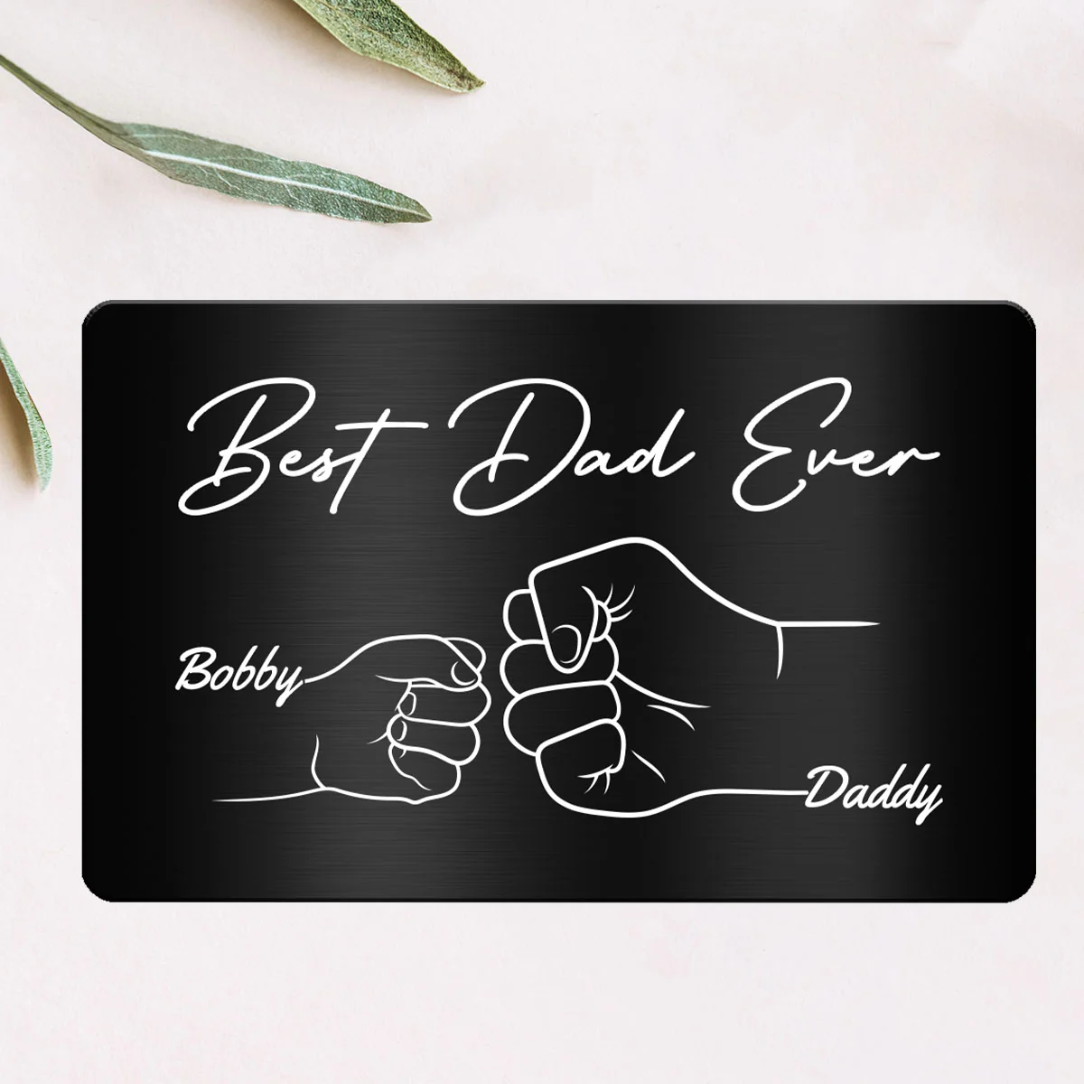 Best Dad Ever Fist Bump Hands Gift For Dad Personalized Metal Wallet Card - Image 4