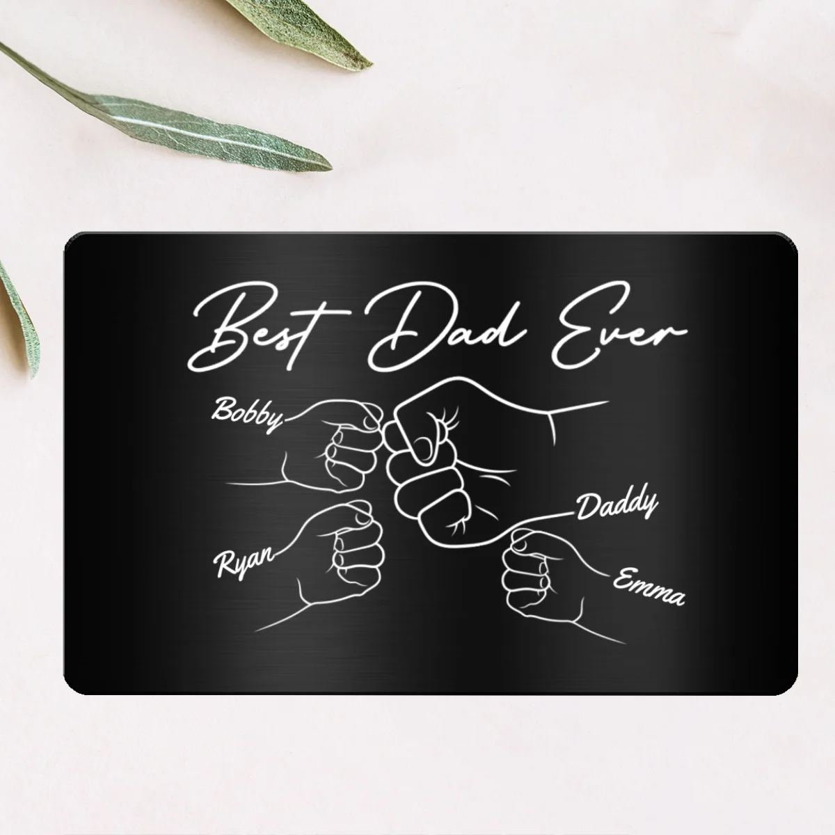 Best Dad Ever Fist Bump Hands Gift For Dad Personalized Metal Wallet Card - Image 5