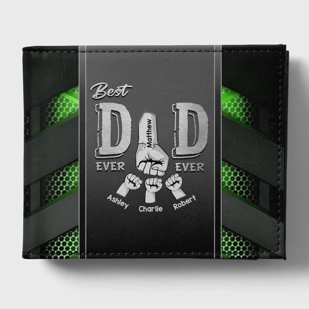 Best Dad Ever Fist Bump Personalized Men’s Wallet - Image 9
