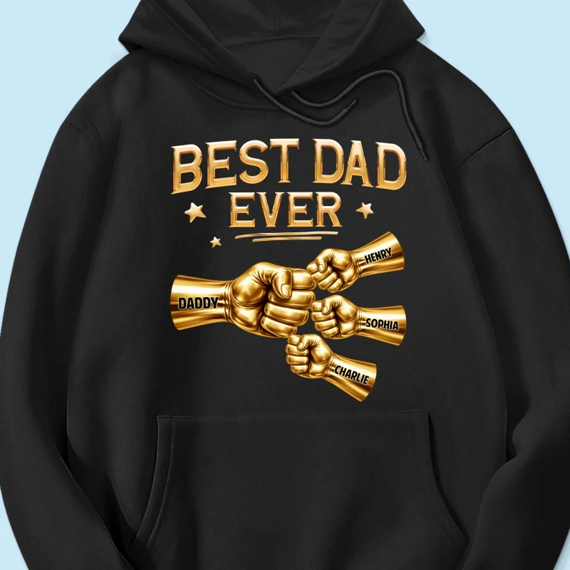 Best Dad Ever Fist Bump - Personalized Shirt - Father's Day Gift For Dad - Image 41