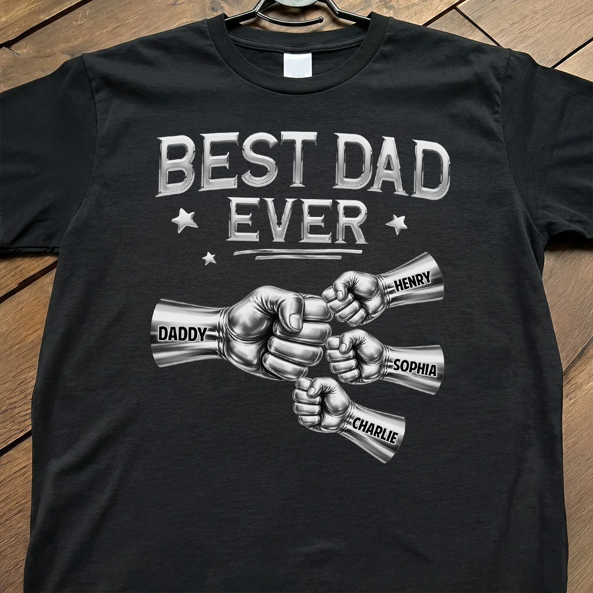 Best Dad Ever Fist Bump - Personalized Shirt - Father's Day Gift For Dad - Image 6